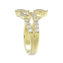 LADIES RING 2.00CT ROUND/OVAL/PEAR DIAMOND 14K YELLOW GOLD 