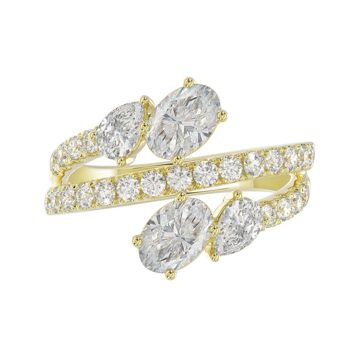 LADIES RING 2.00CT ROUND/OVAL/PEAR DIAMOND 14K YELLOW GOLD