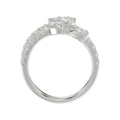 LADIES RING 2 1/2CT ROUND/PEAR DIAMOND 14K WHITE GOLD 