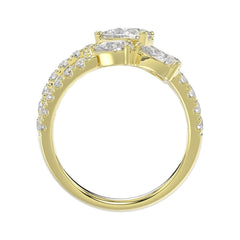LADIES RING 2 1/2CT ROUND/PEAR DIAMOND 14K YELLOW GOLD 