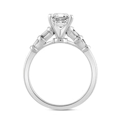 LADIES RING 2 1/4CT BAGUETTE/EMERALD DIAMOND 14K WHITE GOLD (CENTER STONE EMERALD DIAMOND 2.00CT )