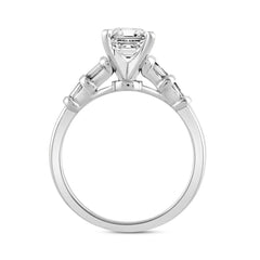 LADIES RING 2 1/4CT BAGUETTE/EMERALD DIAMOND 14K WHITE GOLD (CENTER STONE EMERALD DIAMOND 2.00CT )