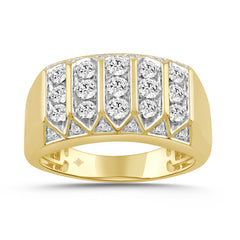 MEN'S RING ROUND DIAMOND 10K YELLOW GOLD 