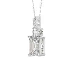 LADIES PENDANT 1 3/4CT ROUND/EMERALD DIAMOND 14K WHITE GOLD (CENTER STONE EMERALD DIAMOND 1 1/2CT)