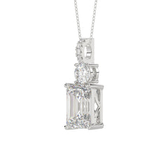 LADIES PENDANT 1 3/4CT ROUND/EMERALD DIAMOND 14K WHITE GOLD (CENTER STONE EMERALD DIAMOND 1 1/2CT)