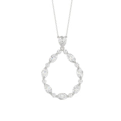 14K WHITE GOLD 2.00CT ROUND/MARQUISE/PEAR DIAMOND LADIES NECKLACE