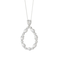 14K WHITE GOLD 2.00CT ROUND/MARQUISE/PEAR DIAMOND LADIES PENDANT