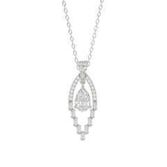 LADIES PENDANT 1 1/2CT ROUND/BAGUETTE/PEAR DIAMOND 14K WHITE GOLD 