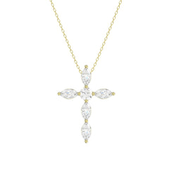 LADIES PENDANT WITH CHAIN 1 1/4CT ROUND/MARQUISE DIAMOND 14K YELLOW GOLD