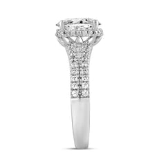 LADIES RING 2 1/2CT ROUND/BAGUETTE/OVAL DIAMOND  14K WHITE GOLD (CENTER STONE OVAL DIAMOND 3.00CT)