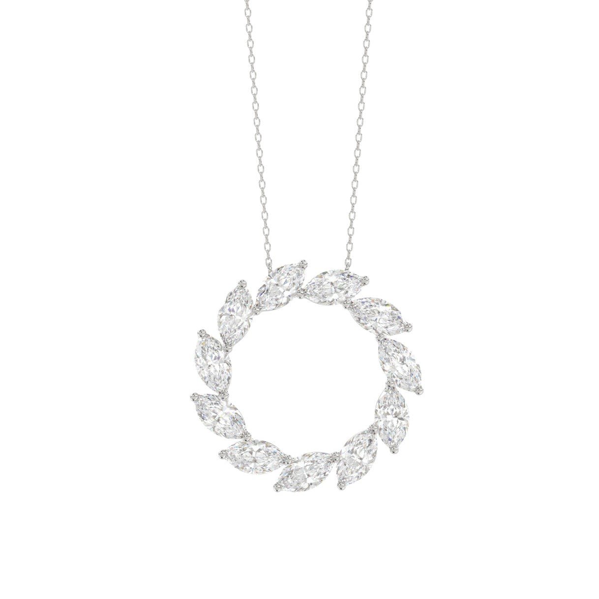 LADIES NECKLACE 1 1/2CT MARQUISE DIAMOND 14K WHITE GOLD 