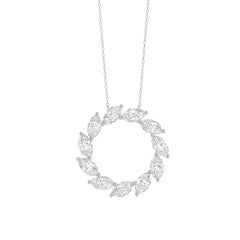 LADIES NECKLACE 1 1/2CT MARQUISE DIAMOND 14K WHITE GOLD 