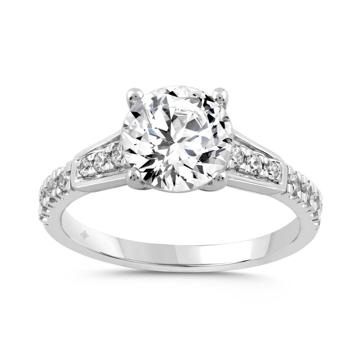 LADIES RING 2 1/4CT ROUND DIAMOND 14K WHITE GOLD (CENTER STONE ROUND DIAMOND 2.00CT)