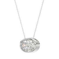 LADIES SOLITAIRE PENDANT 2CT OVAL DIAMOND 14K WHITE GOLD