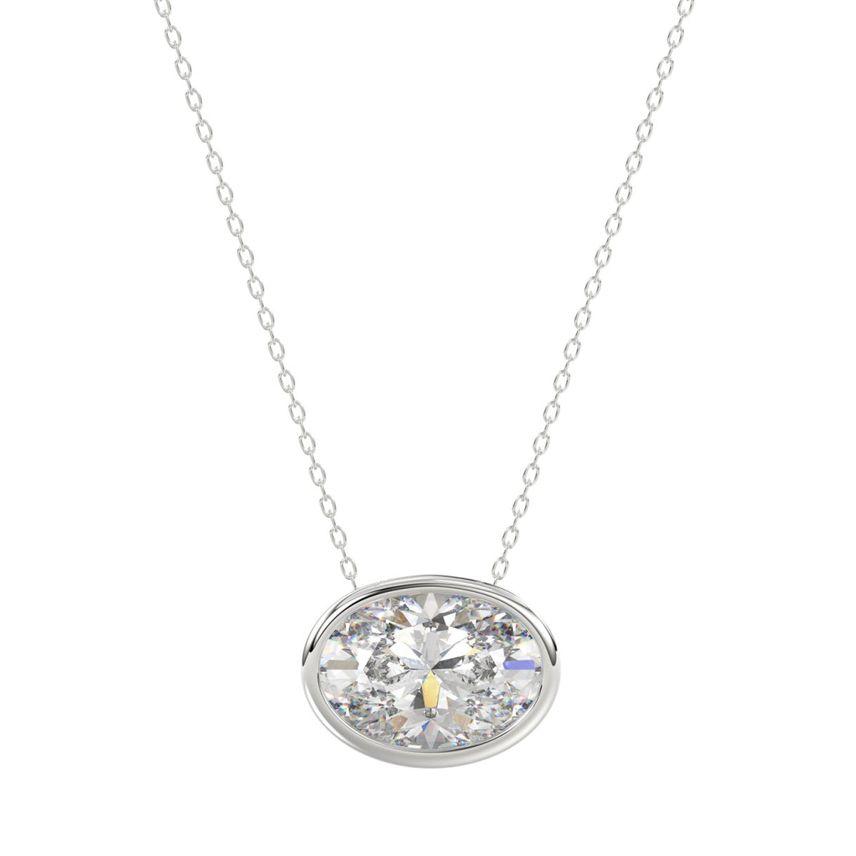 LADIES SOLITAIRE PENDANT 1CT OVAL DIAMOND 14K WHITE GOLD 