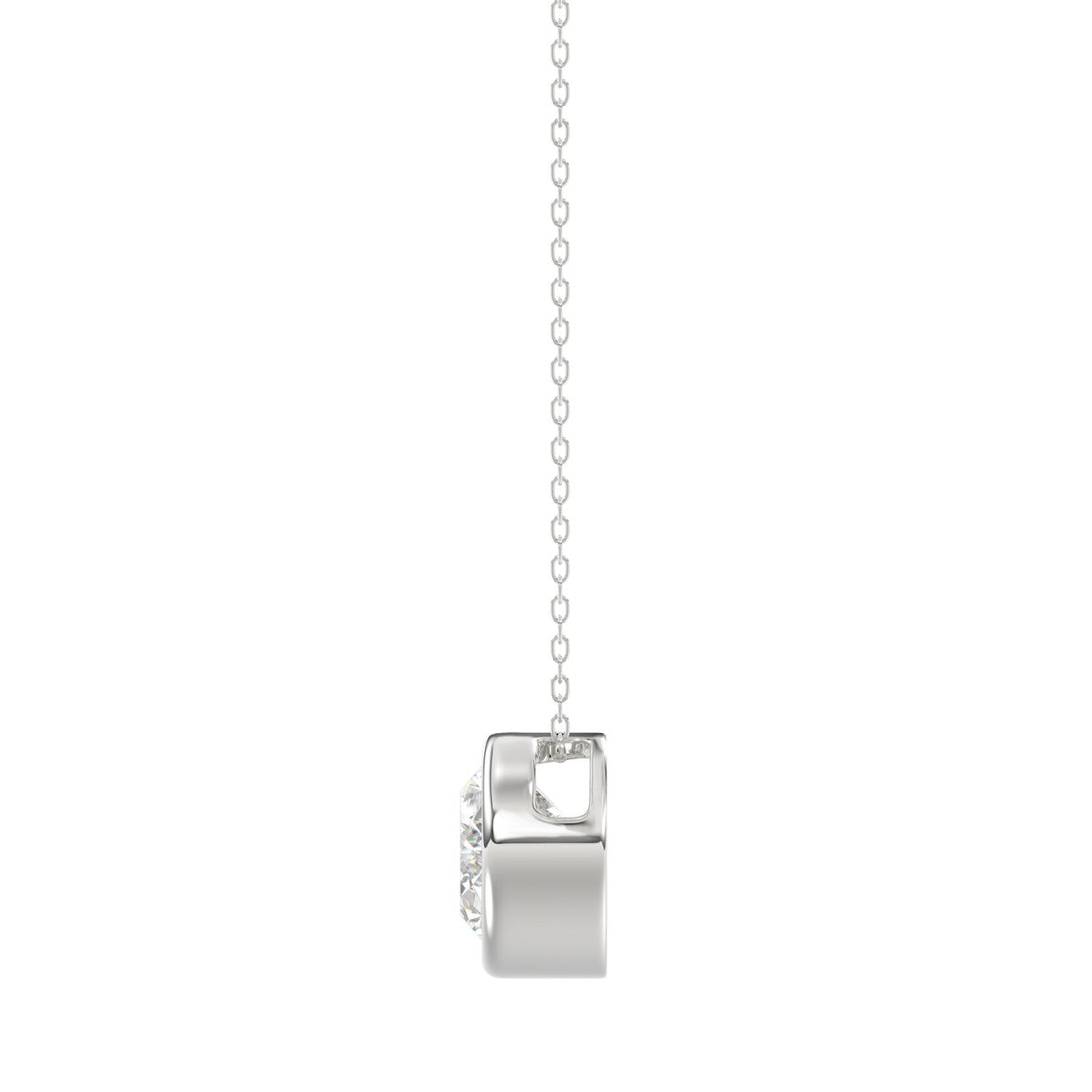 LADIES SOLITAIRE PENDANT 1CT OVAL DIAMOND 14K WHITE GOLD