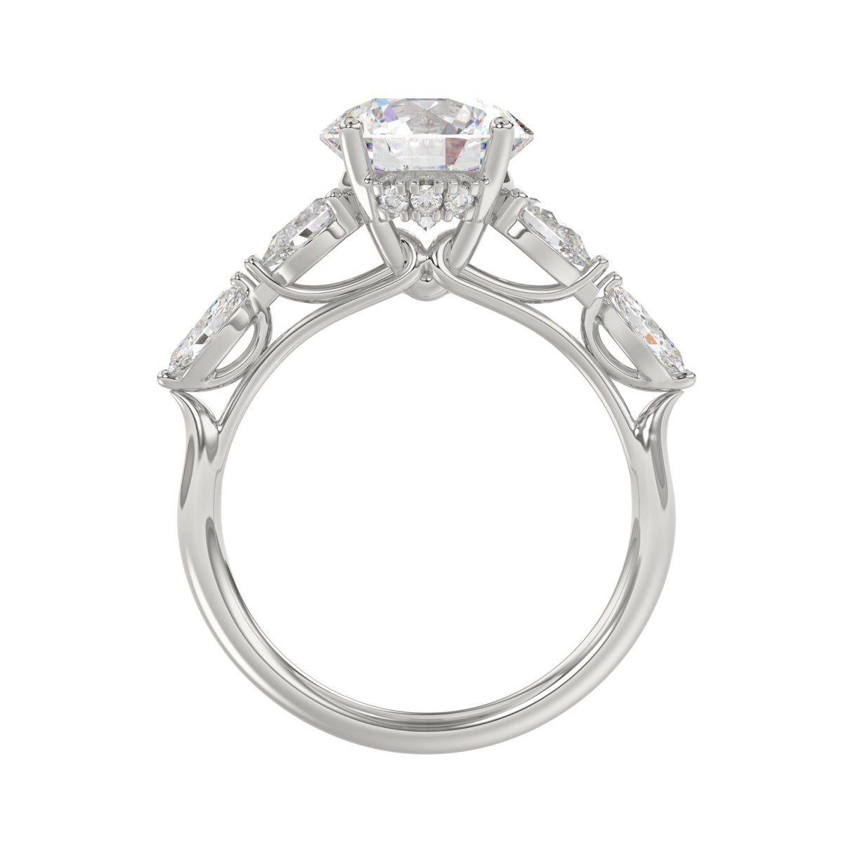LADIES RING 2 1/2CT ROUND/PEAR/MARQUISE DIAMOND 14K WHITE GOLD (CENTER STONE ROUND DIAMOND 2.00CT)