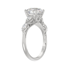 LADIES RING 2 1/2CT ROUND/PEAR/MARQUISE DIAMOND 14K WHITE GOLD (CENTER STONE ROUND DIAMOND 2.00CT)