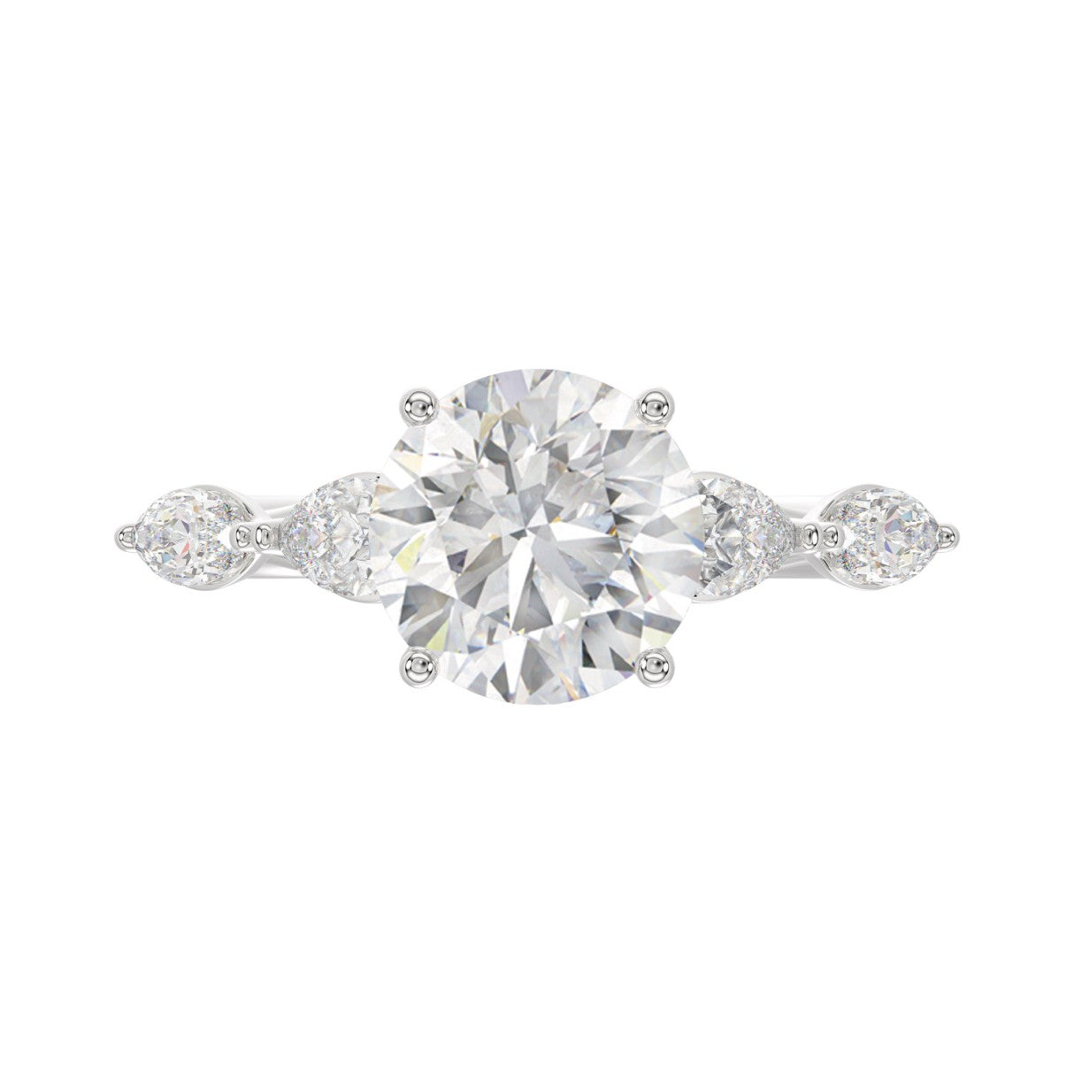 LADIES RING 2 1/2CT ROUND/PEAR/MARQUISE DIAMOND 14K WHITE GOLD (CENTER STONE ROUND DIAMOND 2.00CT)