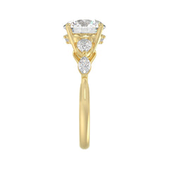 LADIES RING 2 1/2CT ROUND/PEAR/MARQUISE DIAMOND 14K YELLOW GOLD (CENTER STONE ROUND DIAMOND 2.00CT)