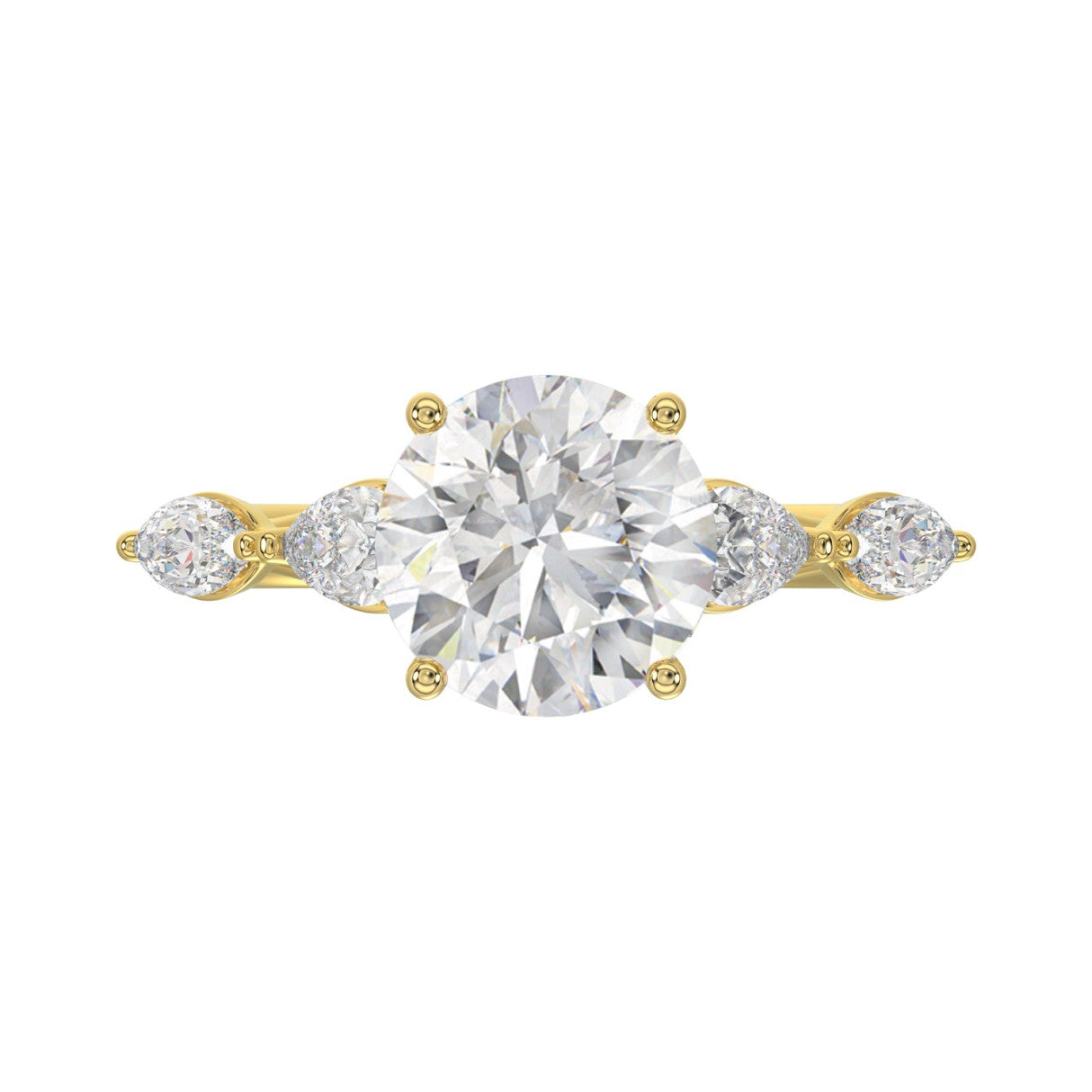 LADIES RING 2 1/2CT ROUND/PEAR/MARQUISE DIAMOND 14K YELLOW GOLD (CENTER STONE ROUND DIAMOND 2.00CT)