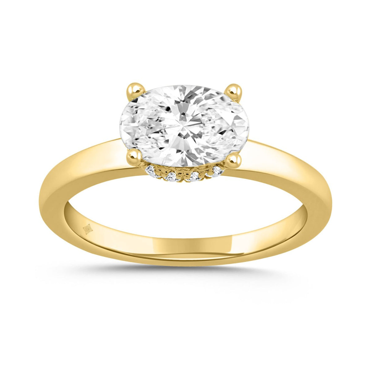 LADIES RING 2.20CT ROUND/OVAL DIAMOND 14K YELLOW GOLD (CENTER STONE OVAL DIAMOND 2.00CT)