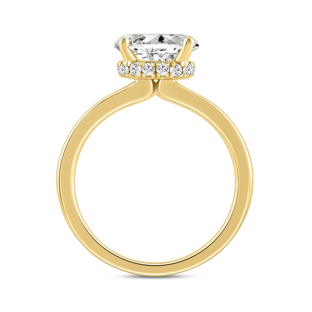 LADIES RING 2 1/6CT ROUND/OVAL DIAMOND 14K YELLOW GOLD (CENTER STONE OVAL DIAMOND 2.00CT)