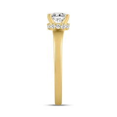 LADIES RING 2 1/6CT ROUND/OVAL DIAMOND 14K YELLOW GOLD (CENTER STONE OVAL DIAMOND 2.00CT)