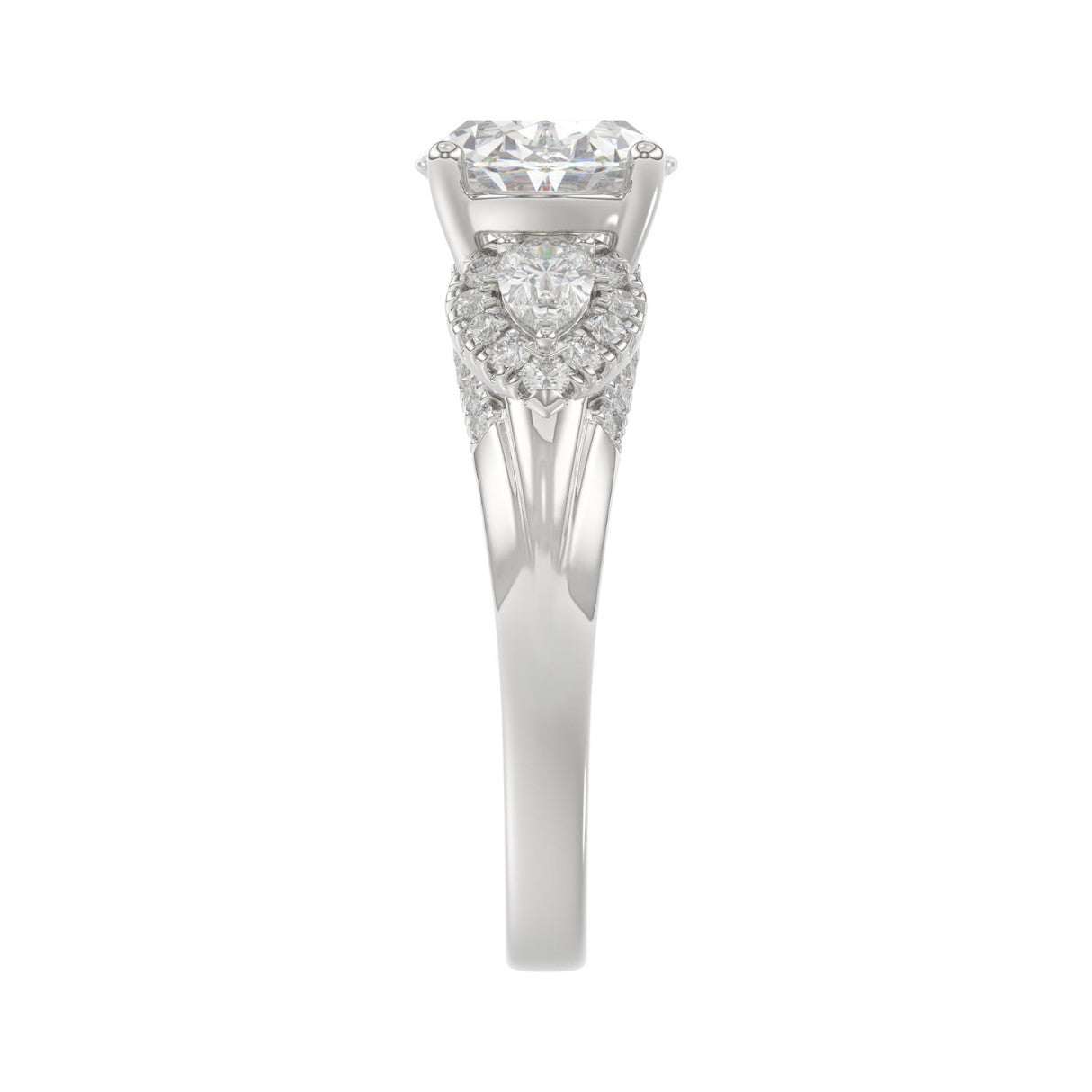 LADIES RING 3 3/4CT ROUND/PEAR/OVAL DIAMOND 14K WHITE GOLD (CENTER STONE OVAL DIAMOND 3.00CT)