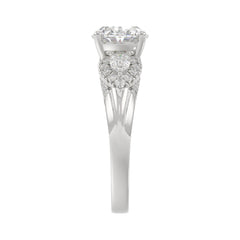 LADIES RING 3 3/4CT ROUND/PEAR/OVAL DIAMOND 14K WHITE GOLD (CENTER STONE OVAL DIAMOND 3.00CT)