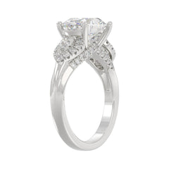 LADIES RING 3 3/4CT ROUND/PEAR/OVAL DIAMOND 14K WHITE GOLD (CENTER STONE OVAL DIAMOND 3.00CT)