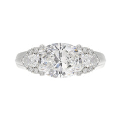 LADIES RING 3 3/4CT ROUND/PEAR/OVAL DIAMOND 14K WHITE GOLD (CENTER STONE OVAL DIAMOND 3.00CT)