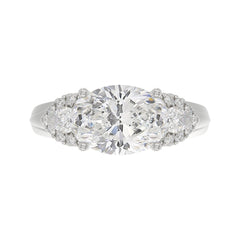 LADIES RING 3 3/4CT ROUND/PEAR/OVAL DIAMOND 14K WHITE GOLD (CENTER STONE OVAL DIAMOND 3.00CT)