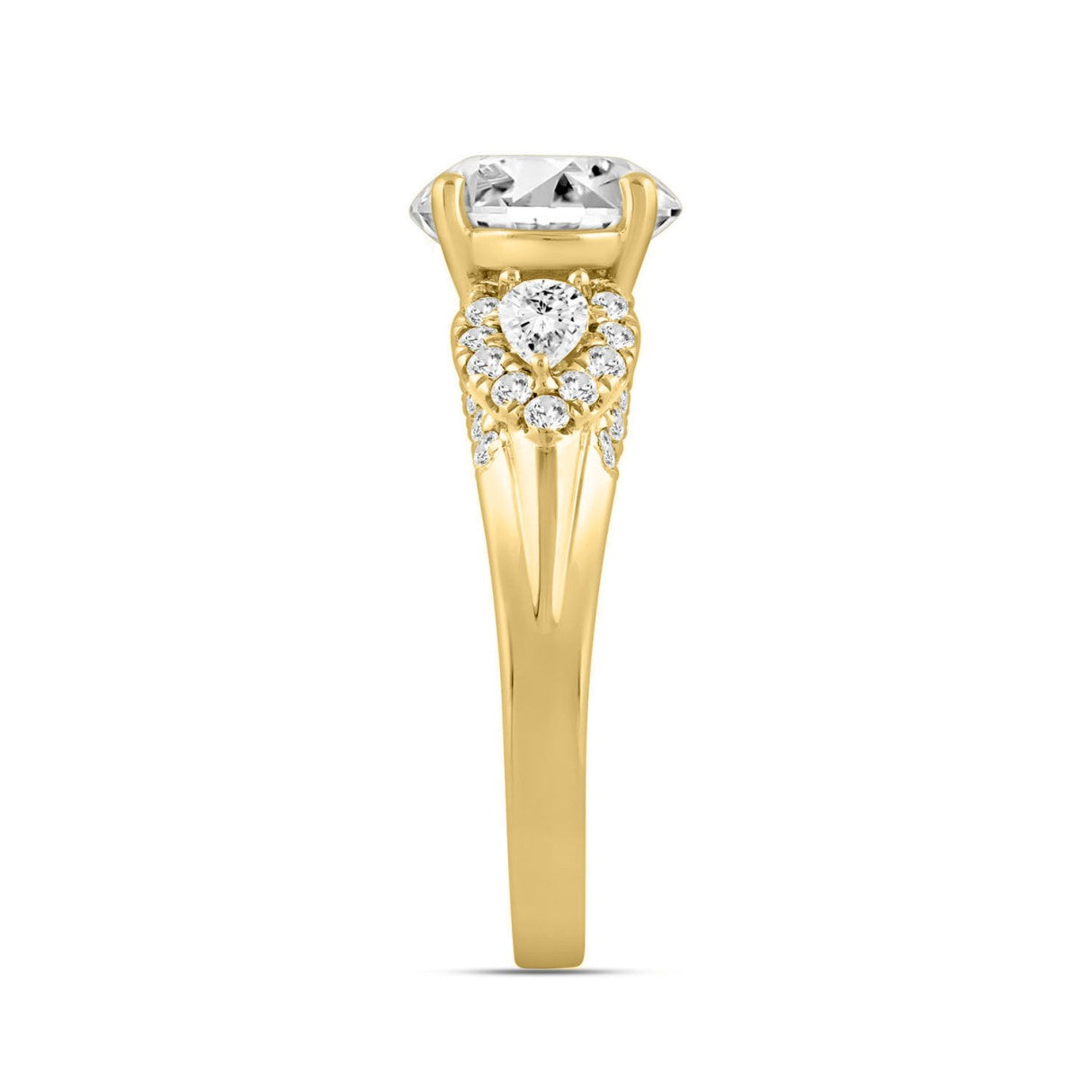 LADIES RING 3 3/4CT ROUND/PEAR/OVAL DIAMOND 14K YELLOW GOLD (CENTER STONE OVAL DIAMOND 3.00CT)