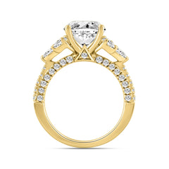 LADIES RING 4 1/3CT ROUND/PEAR/OVAL/MARQUISE DIAMOND 14K YELLOW GOLD (CENTER STONE OVAL DIAMOND 3.00CT)