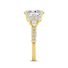 LADIES RING 4 1/3CT ROUND/PEAR/OVAL/MARQUISE DIAMOND 14K YELLOW GOLD (CENTER STONE OVAL DIAMOND 3.00CT)