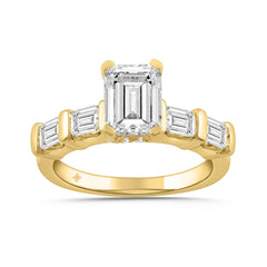 LADIES RING 3 1/4CT ROUND/EMERALD DIAMOND 14K YELLOW GOLD (CENTER STONE EMERALD DIAMOND 2.00CT)