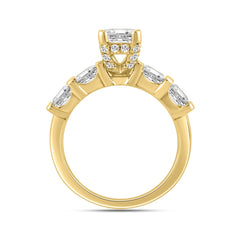 LADIES RING 3 1/4CT ROUND/EMERALD DIAMOND 14K YELLOW GOLD (CENTER STONE EMERALD DIAMOND 2.00CT)