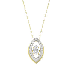 LADIES DANCING DIAMOND PENDANT WITH CHAIN 3/4CT ROUND/PEAR DIAMOND 14K YELLOW GOLD (CENTER STONE PEAR DIAMOND 1/2CT)