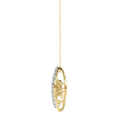 LADIES DANCING DIAMOND PENDANT WITH CHAIN 3/4CT ROUND/PEAR DIAMOND 14K YELLOW GOLD (CENTER STONE PEAR DIAMOND 1/2CT)