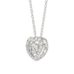 LADIES DANCING DIAMOND PENDANT WITH CHAIN 3/4CT ROUND DIAMOND 14K WHITE GOLD (CENTER STONE ROUND DIAMOND 1/2CT)