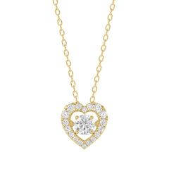 LADIES DANCING DIAMOND PENDANT WITH CHAIN 3/4CT ROUND DIAMOND 14K YELLOW GOLD (CENTER STONE ROUND DIAMOND 1/2CT)