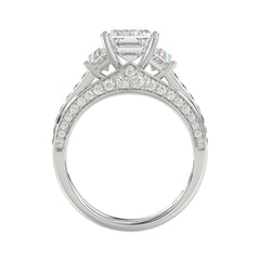 Luxury 14K White Gold Ladies Diamond Ring 4.00CT Round, Emerald & Baguette Diamonds with 3.00CT Emerald  Center stone (Color F-G -Clarity VS1/VS2)