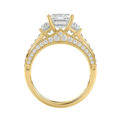 Luxury 14K Yellow Gold Ladies Diamond Ring 4.00CT Round, Emerald & Baguette Diamonds with 3.00CT Emerald  Center stone (Color F-G -Clarity VS1/VS2)