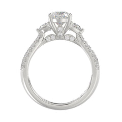Ladies 14K White Gold ladies Ring Featuring Round Half-Moon & Baguette Diamonds 3.00CT  Oval  Center stone (Color F-G -Clarity VS1/VS2)