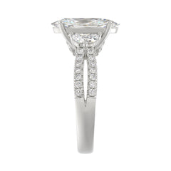 Ladies 14K White Gold ladies Ring Featuring Round Half-Moon & Baguette Diamonds 3.00CT  Oval  Center stone (Color F-G -Clarity VS1/VS2)
