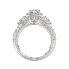 LADIES RING 3.50CT ROUND DIAMOND PEAR/CUSHION/BAGUETTE DIAMOND WHITE PLATINUM (CENTER STONE CUSHION DIAMOND 2CT)