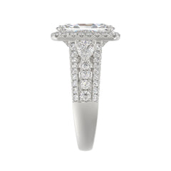 21K PLATINUM LADIES RING 3 1/2CT ROUND/PEAR/CUSHION/BAGUETTE DIAMOND (CENTER STONE CUSHION DIAMOND 2CT)