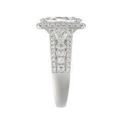 21K PLATINUM LADIES RING 3 1/2CT ROUND/PEAR/CUSHION/BAGUETTE DIAMOND (CENTER STONE CUSHION DIAMOND 2CT)