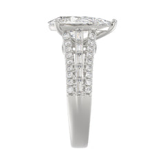 Luxury 14K White Gold Ladies Diamond Ring 2 3/4CT Round Pear & Baguette Diamonds with 2.00CT  Pear  Center stone (Color F-G -Clarity VS1/VS2)